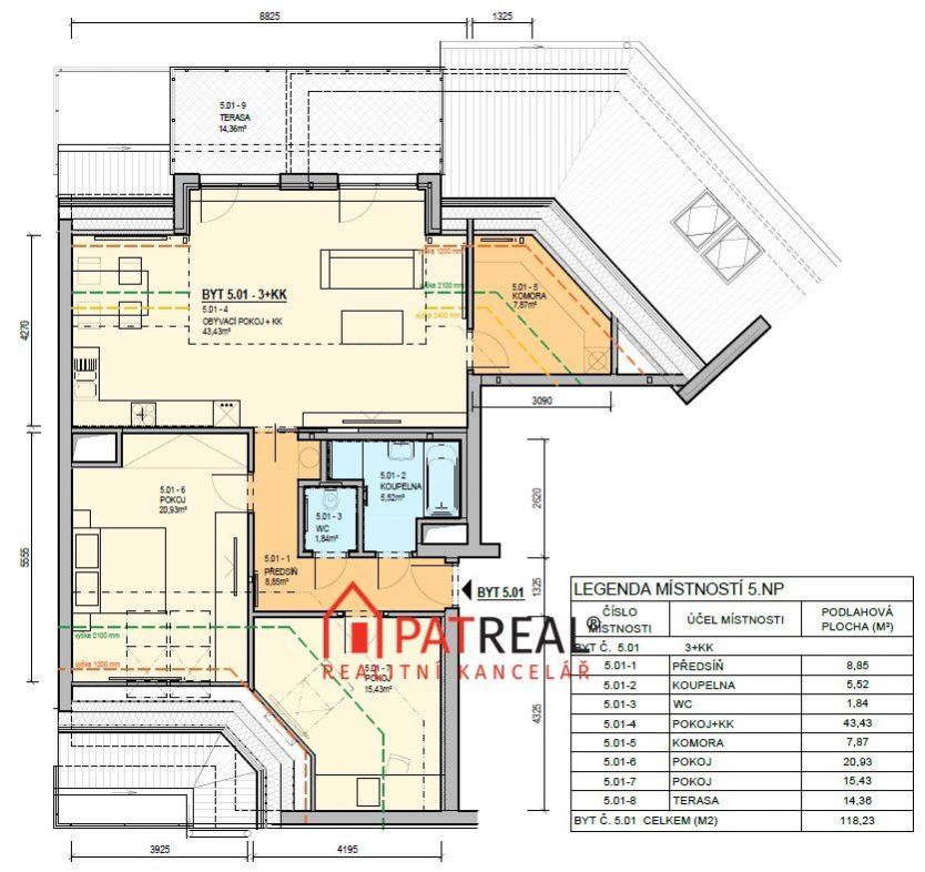 Bytová jednotka 3+kk, 118.22m2 s terasou - Bydlení na Nachové-Byty Řečkovice, obrázek č. 2