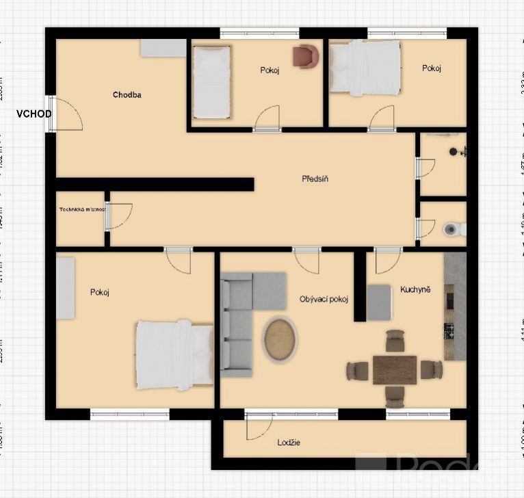 Pronájem dvougeneračního bytu 4+1, 96 m2, lodžie, Vondroušova, Praha 6 - Řepy, obrázek č. 3