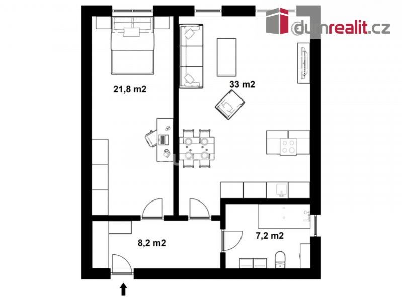 Pronájem, byt 2+kk, 74 m2, České Vrbné, České Budějovice, obrázek č. 2