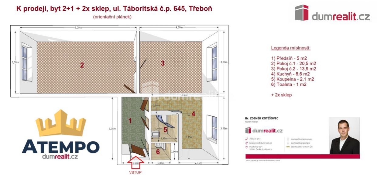 Prodej, byt 2+1, ul. Táboritská č.p. 645, Třeboň, obrázek č. 2