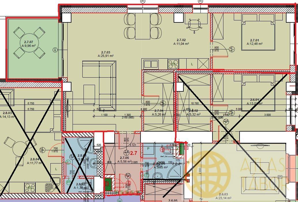 Nabídka nových bytů v projektu Dvorce II - byt č. 2.7.-2kk  se šatnou -2.NP, obrázek č. 2