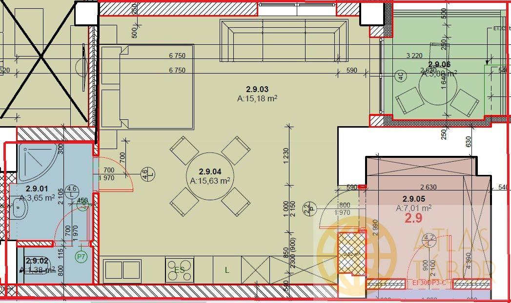 Nabídka nových bytů v projektu Dvorce II - byt č. 2.9.-1kk  - 2.NP, obrázek č. 2