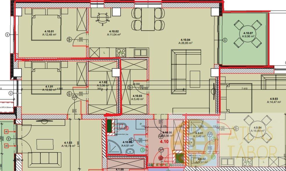 Nabídka nových bytů v projektu Dvorce II - byt č. 4.10.- - 2kk se šatnou  - 4.NP, obrázek č. 2