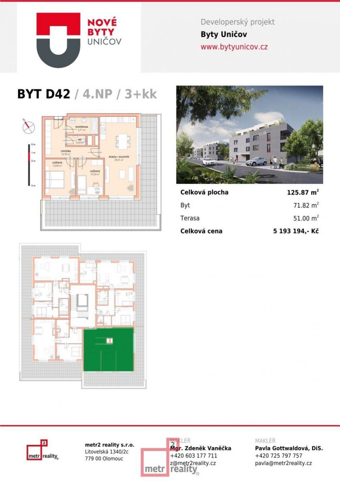 Prodej nového bytu 3+kk / Uničov  D42, obrázek č. 3