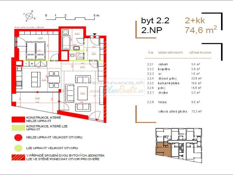 Předprodej bytů 2+kk v budoucím bytovém domě VESNA na ul. Seifertova v Přerově, obrázek č. 2