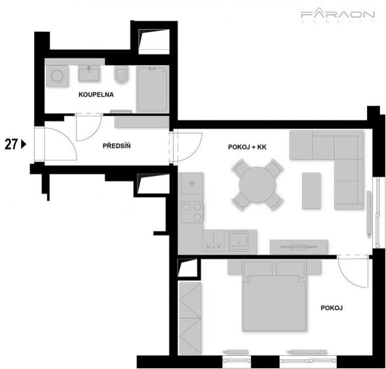 Prodej luxusního bytu 2kk (44,9 m) se střešní terasou (16,2 m), rezidence MAROLDKA, obrázek č. 3