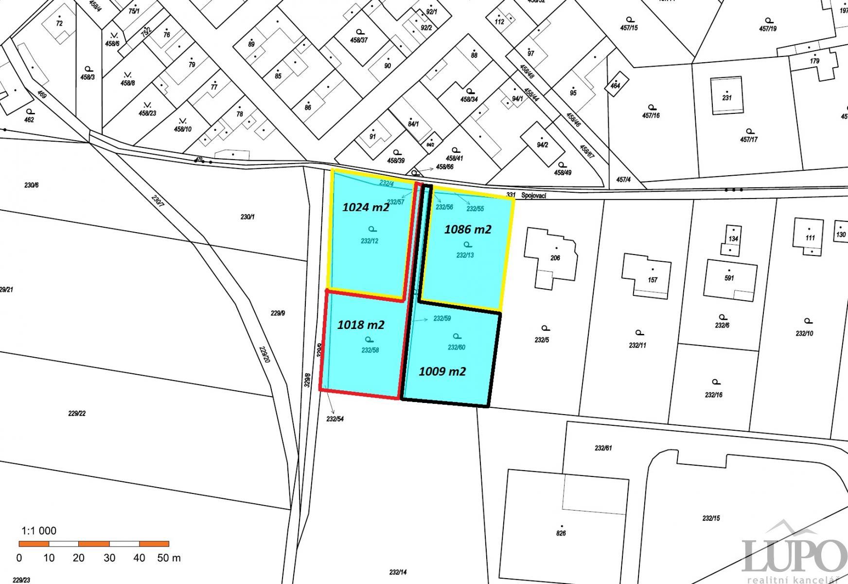 K prodeji 4 stavební pozemky o vel. 4137 se stavebním povolením na 4 domy- 8 bytových jednotek o vel