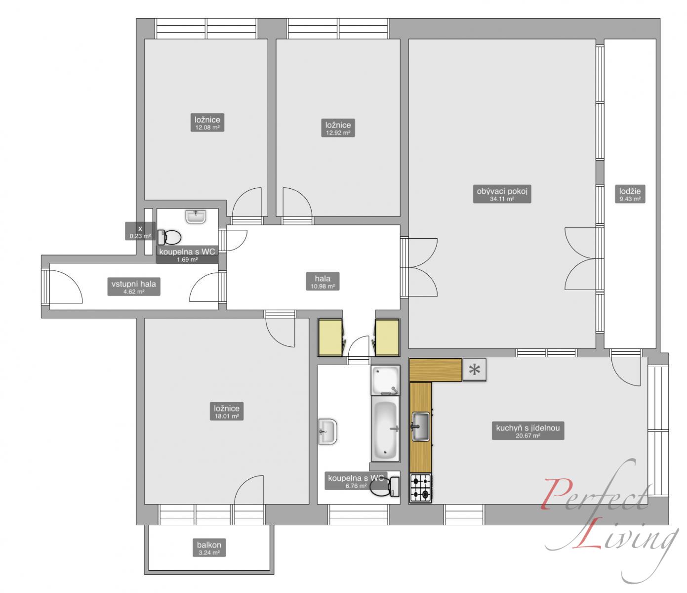 pronájem hezkého prostorného bytu 4+1 L/B/G, 114 m2, Praha - Troja, obrázek č. 3