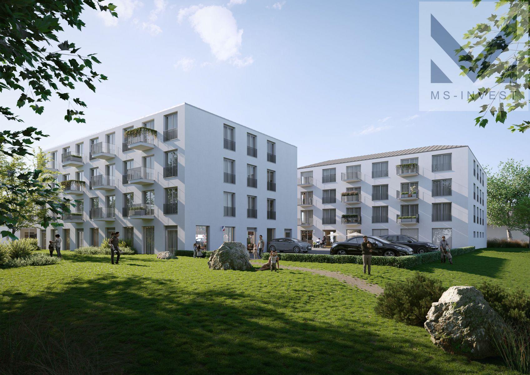 Novostavba bytu 3+kk, 67 m2 s balkony 6,5 m2, ve 4. NP nového projektu Centrum Hostivice
