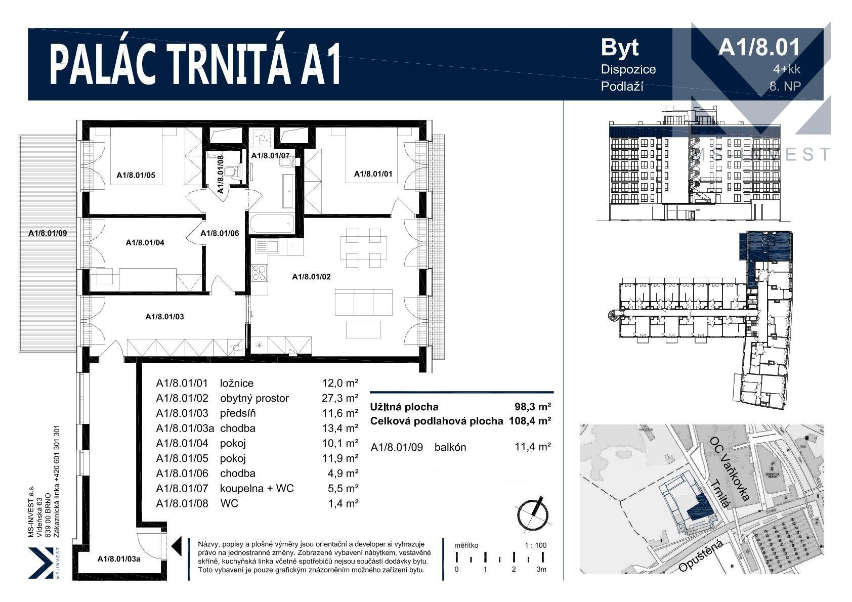 Prodej novostavby bytu 4+kk - Palác Trnitá, obrázek č. 3