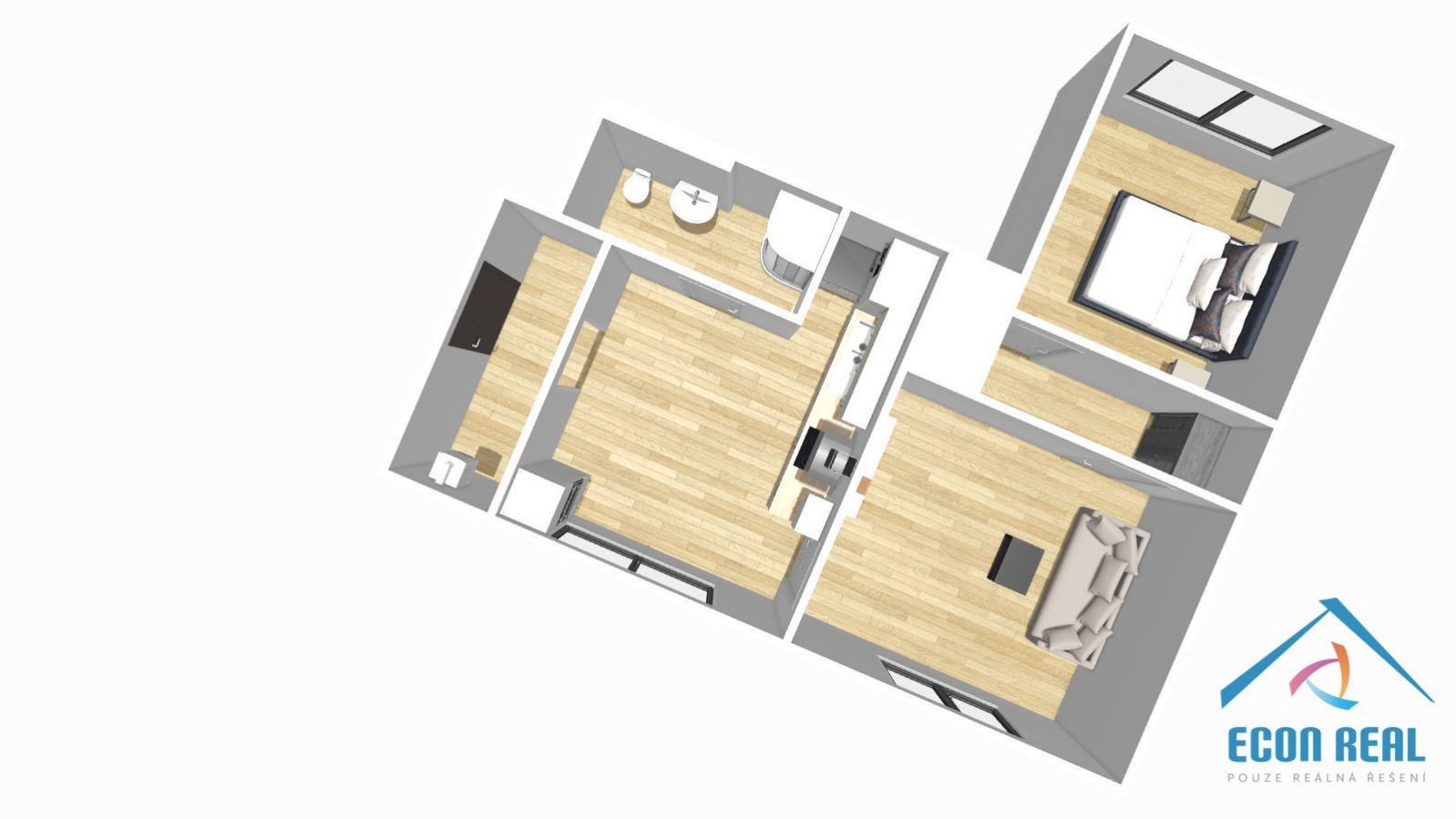 Pronájem světlého bytu 2+1 , 48 m2, se sdílenou terasou, přímo na Husově nám., Benátky nad Jizerou, obrázek č. 2