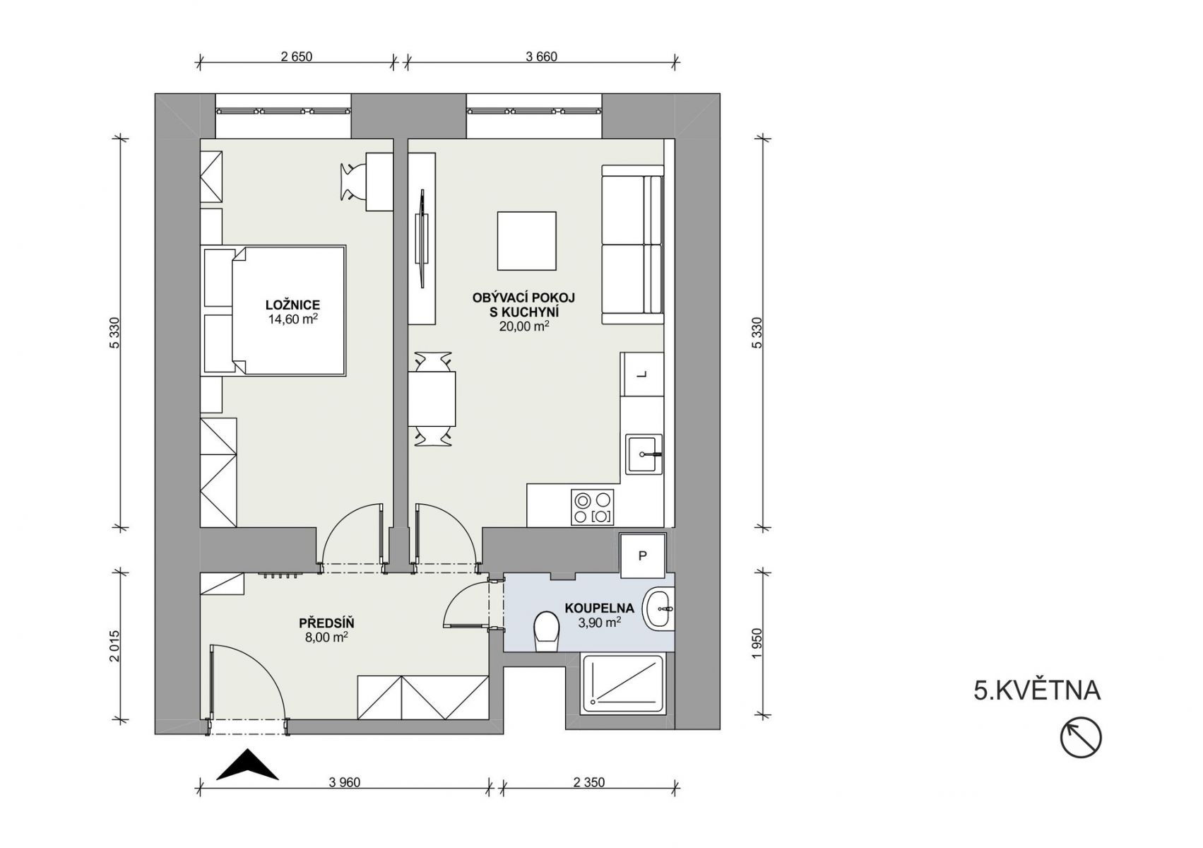 Pronájem byty 2+kk, 48 m2 - Praha - Nusle, obrázek č. 2