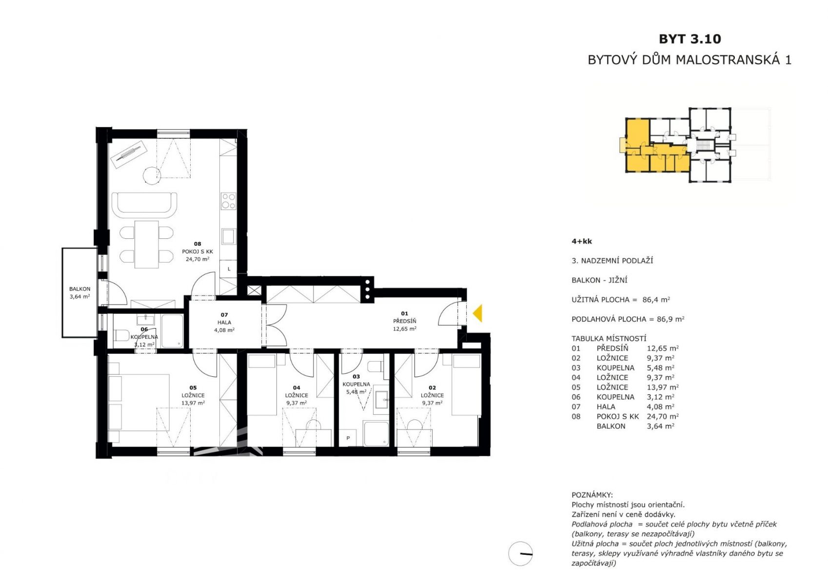 Prodej, Byty 4+kk (3.10), 86 m2 - Malostranská, obrázek č. 3