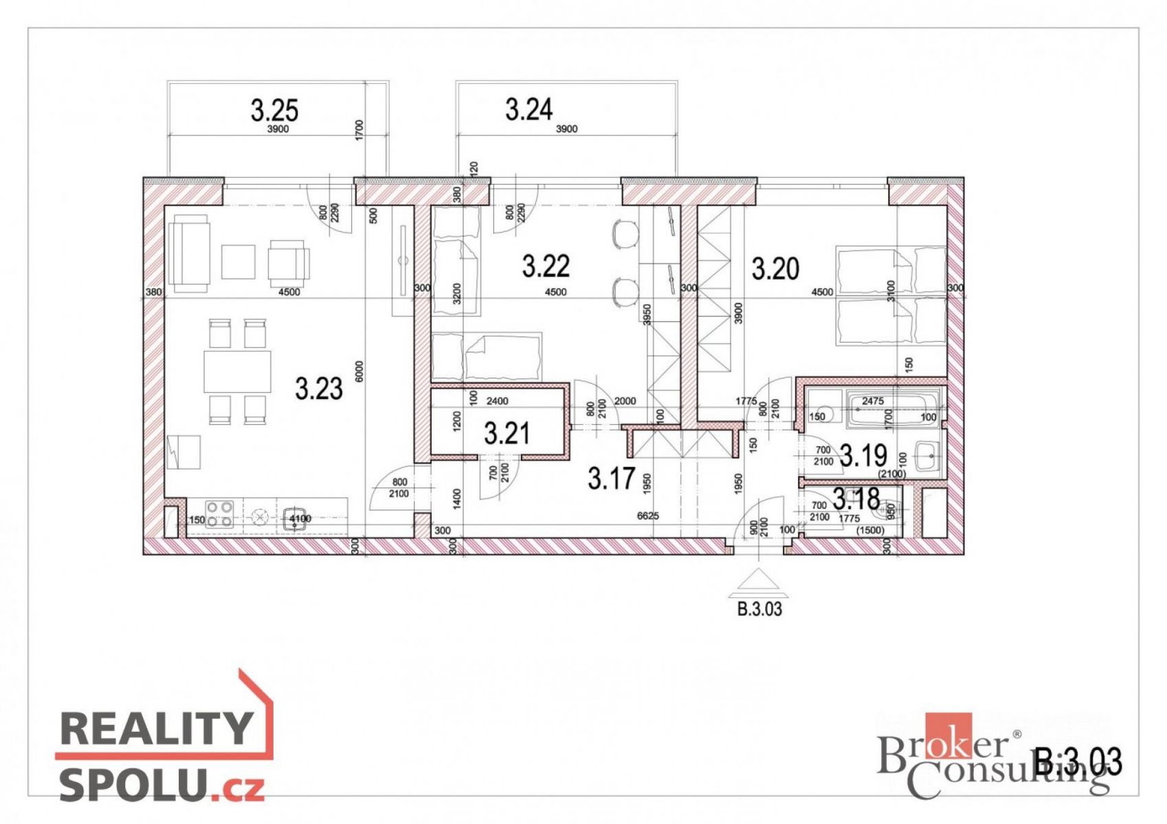 B.3.03 Prodej novostavby bytu 3kk s balkónem + PS v Klatovech. ZVÝHODNĚNÁ CENA, SLEVA 3+3%, 6 132 76, obrázek č. 2