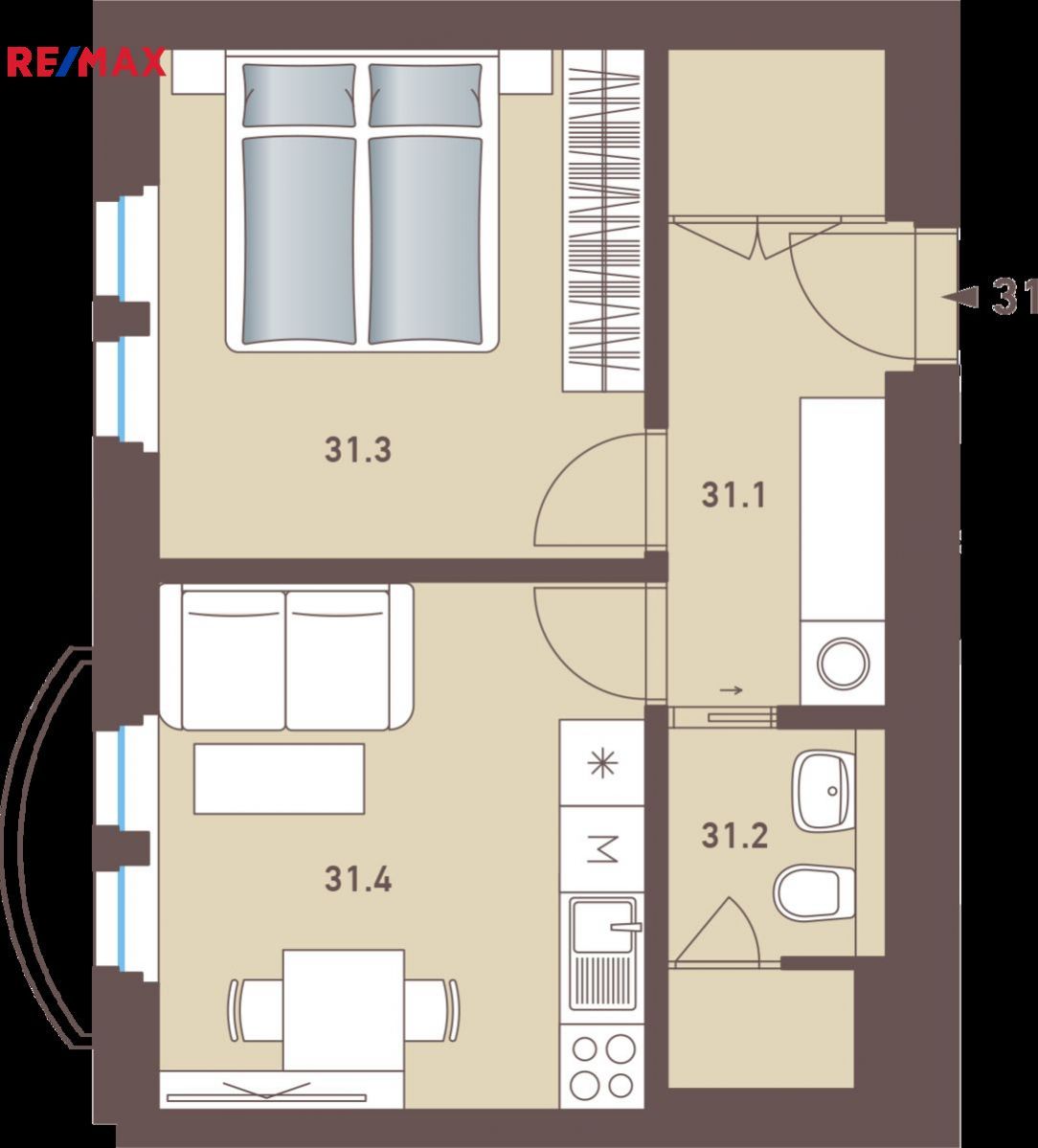 Rozestavěná bytová jednotka 2+KK č. 31, obrázek č. 2