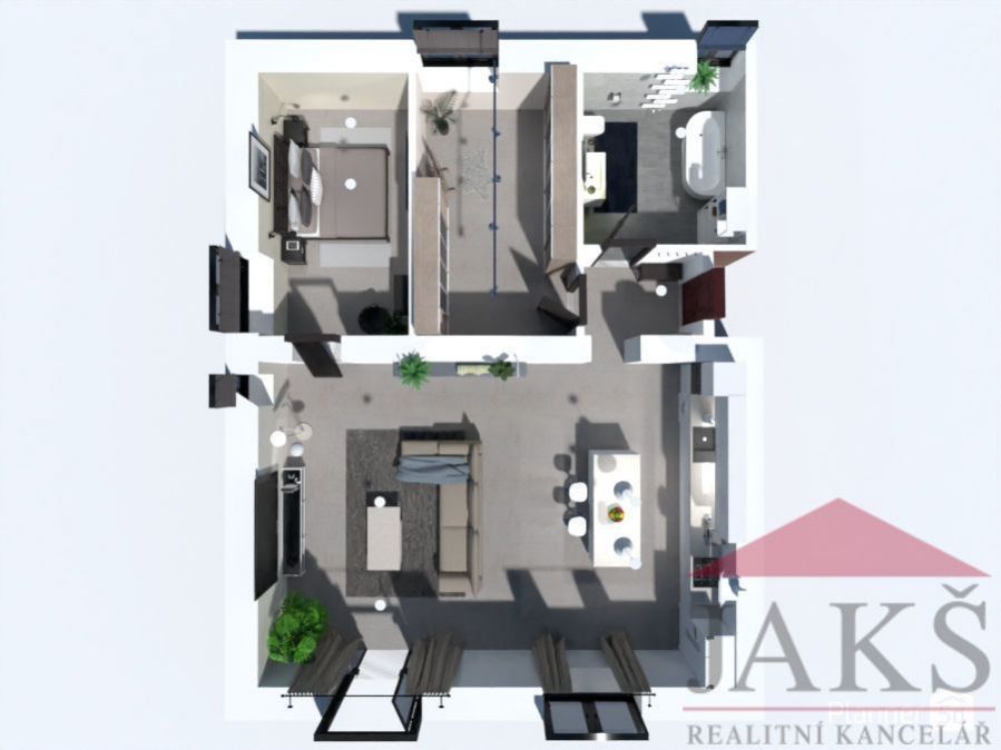 Dlouhá Ves u Sušice; byt 3+kk (99 m2) s terasou 35 m2, sklepem a parkovacím stáním, obrázek č. 2