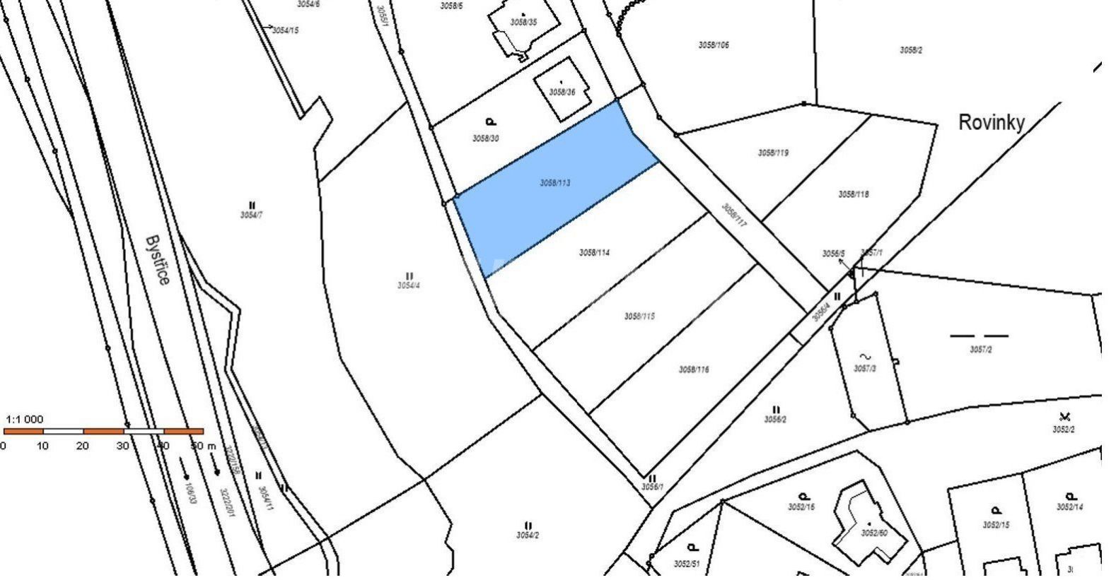 Prodej stavební parcely 1.105 m2, Bystřice nad Pernštejnem, obrázek č. 3