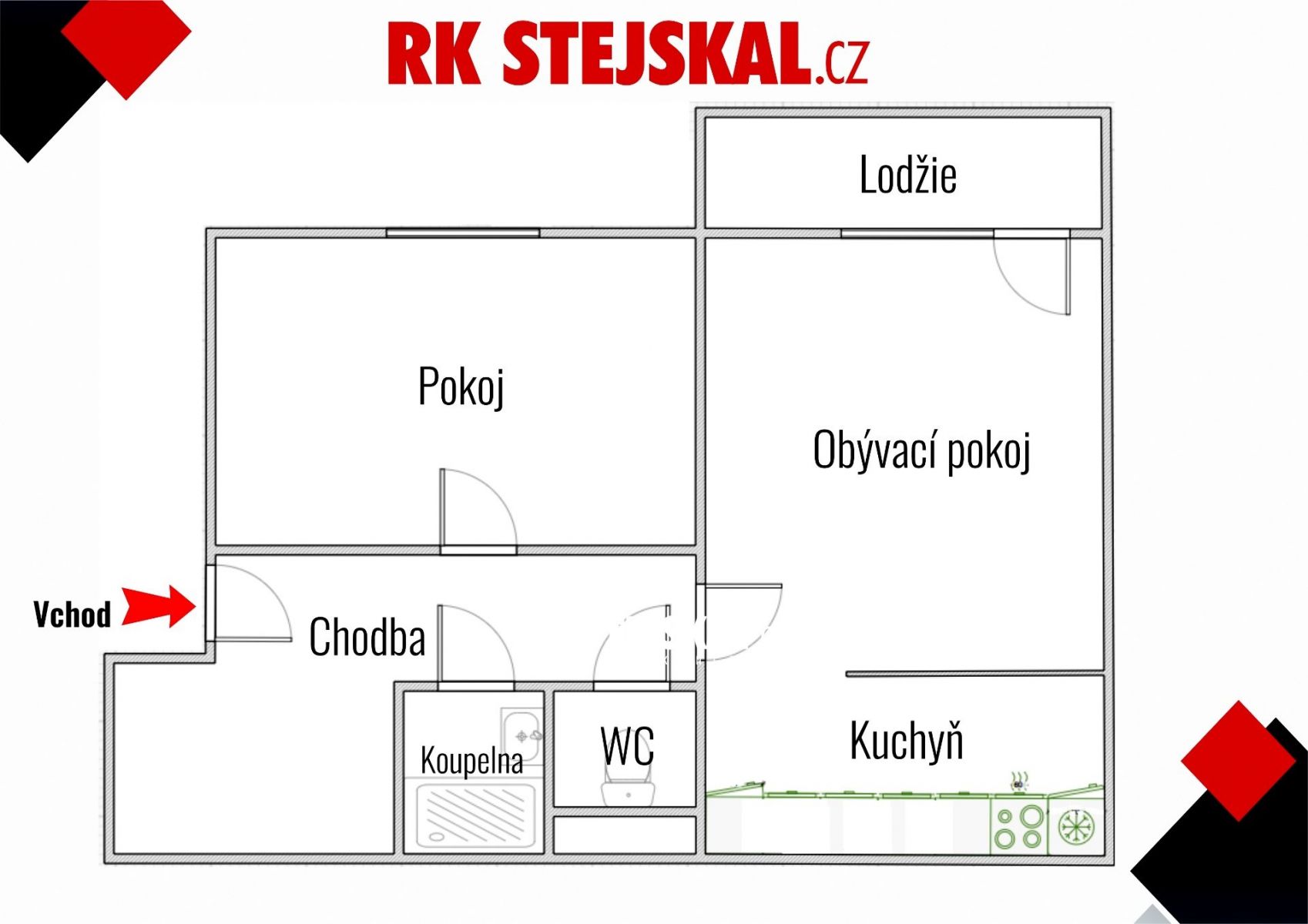 Prodej, Byt 2+kk, lodžie - 45m2 - sídl.Vltava- České Budějovice, obrázek č. 2