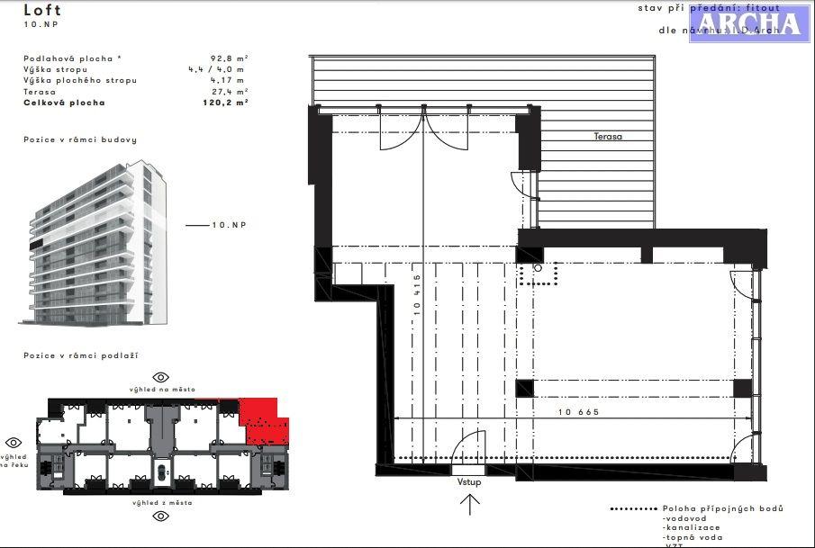 Prodej bytu Loft, plocha 120,2 m2,  10.NP,  balkon,  Praha 4
