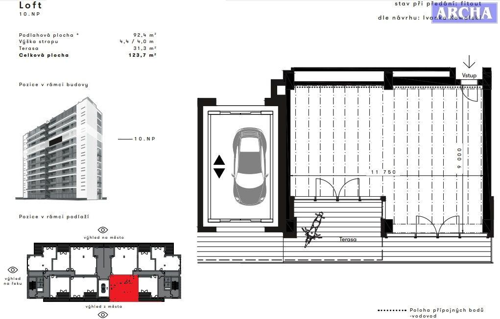 Prodej bytu Loft, plocha 123,7 m2,  10.NP,  balkon,  Praha 4