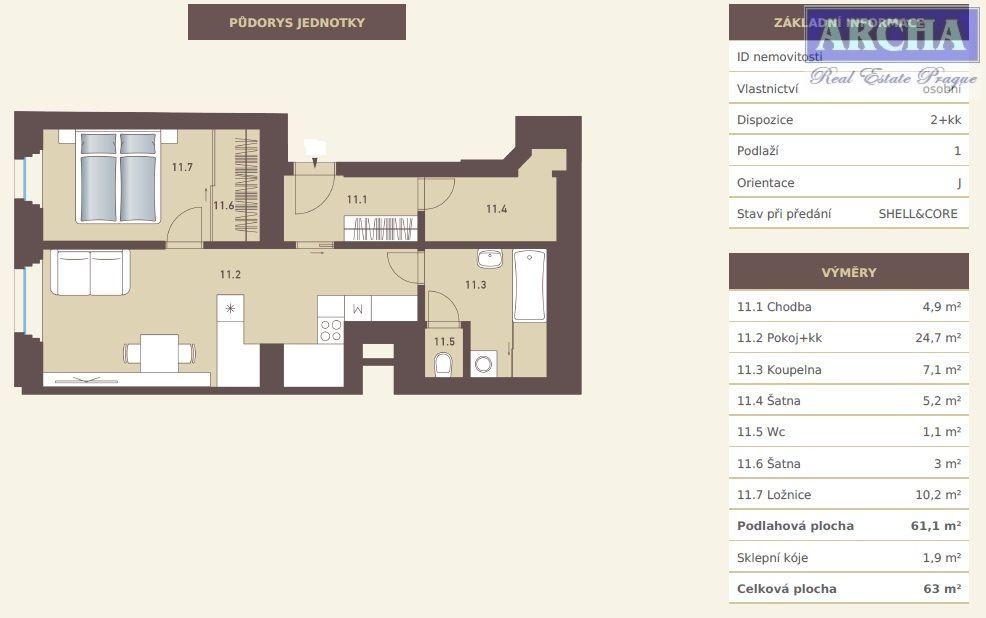 Prodej bytu 2+kk, plocha 63 m2,  1.NP,  Praha 6, obrázek č. 2