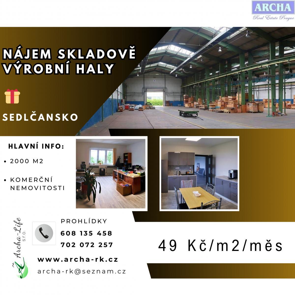 Nájem skladově výrobních hal 2000 m2, Sedlčansko (Exit D1 Mnichovice 30 minut)