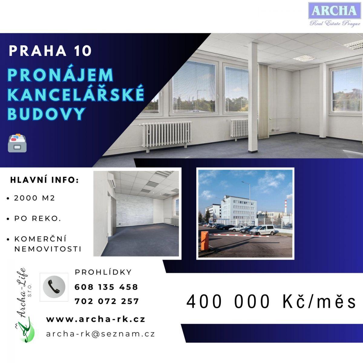 Pronájem kancelářské budovy, plocha 2000 m2, Praha 10