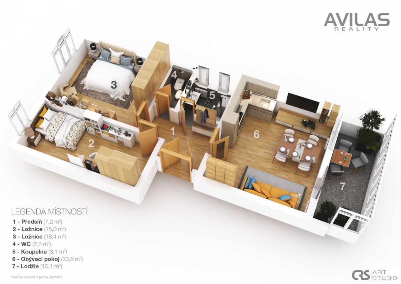 Prodej bytu 3+kk 79,7 m2 s lodžií v Benešově, obrázek č. 2