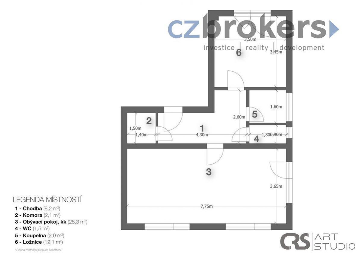 Pronájem světlého bytu v novostavbě, 2+kk/P (55,1 m2) - Želešice, obrázek č. 3