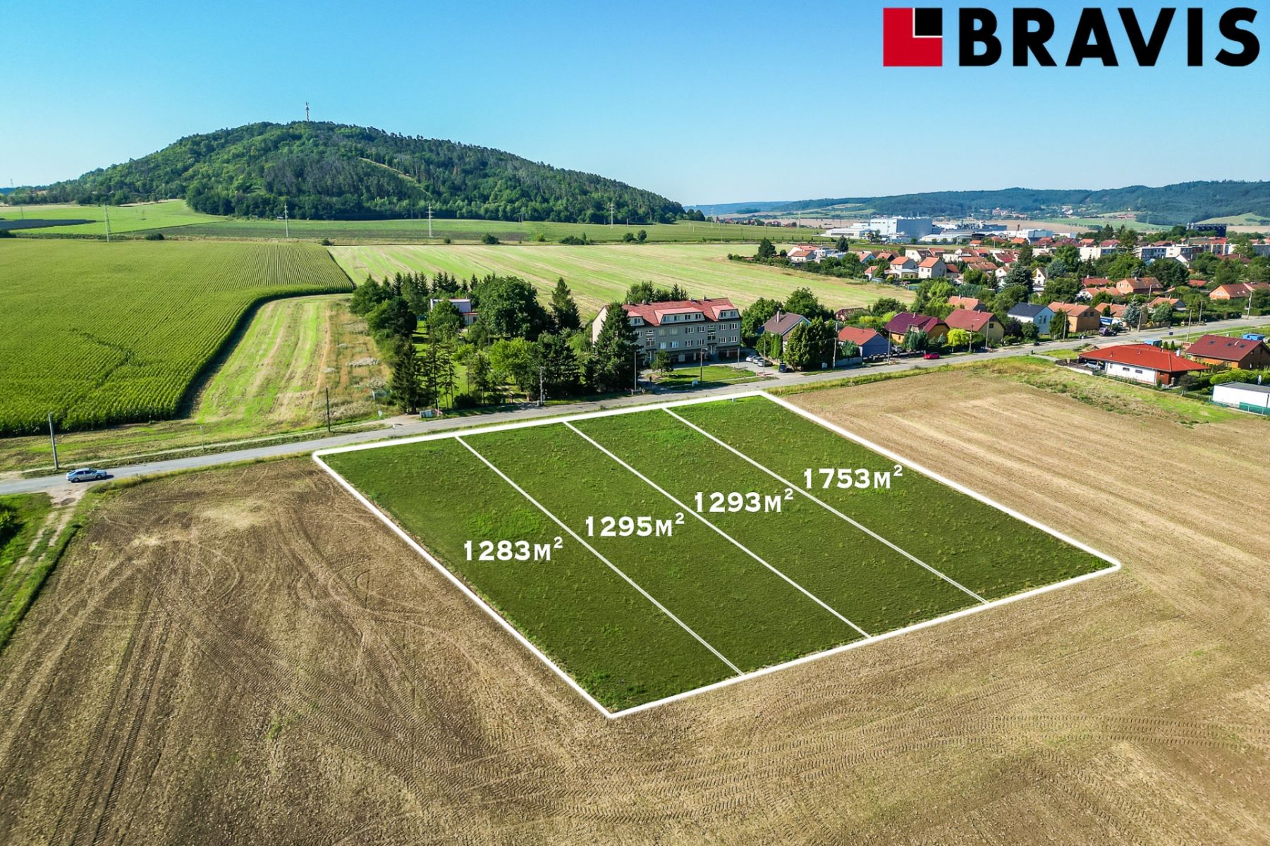 Prodej pozemku o rozloze 1283 m2, obec Drásov, okres Brno-venkov, studie pro solitérní rodinné domy, obrázek č. 1