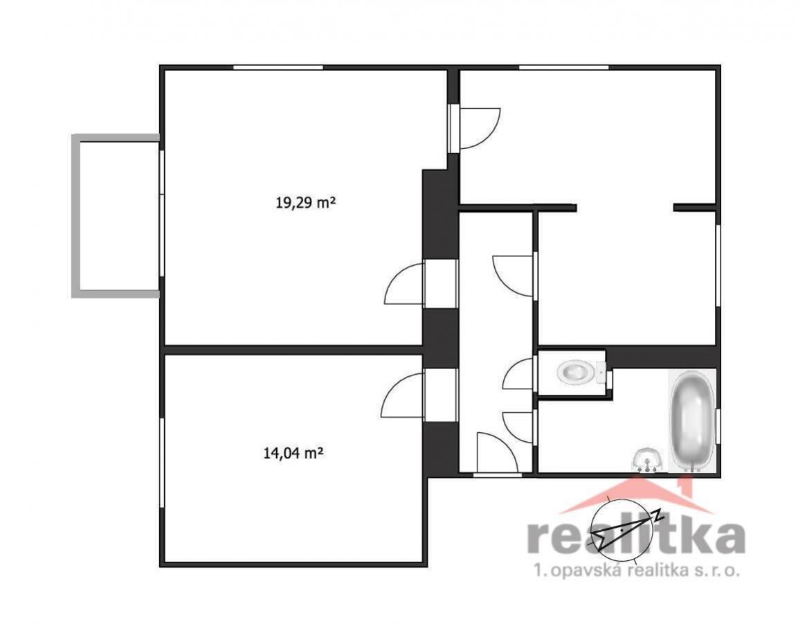 Prodej bytu 3+kk, 61 m2 s balkonem, ul. Rybova, Opava, obrázek č. 3