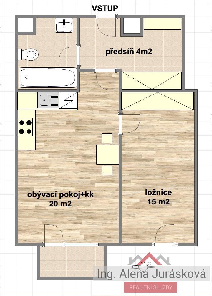 Pronájem bytu 2+kk, 52 m2, balkon, sklep, garáž, Praha 4, Jurkovičova, obrázek č. 3