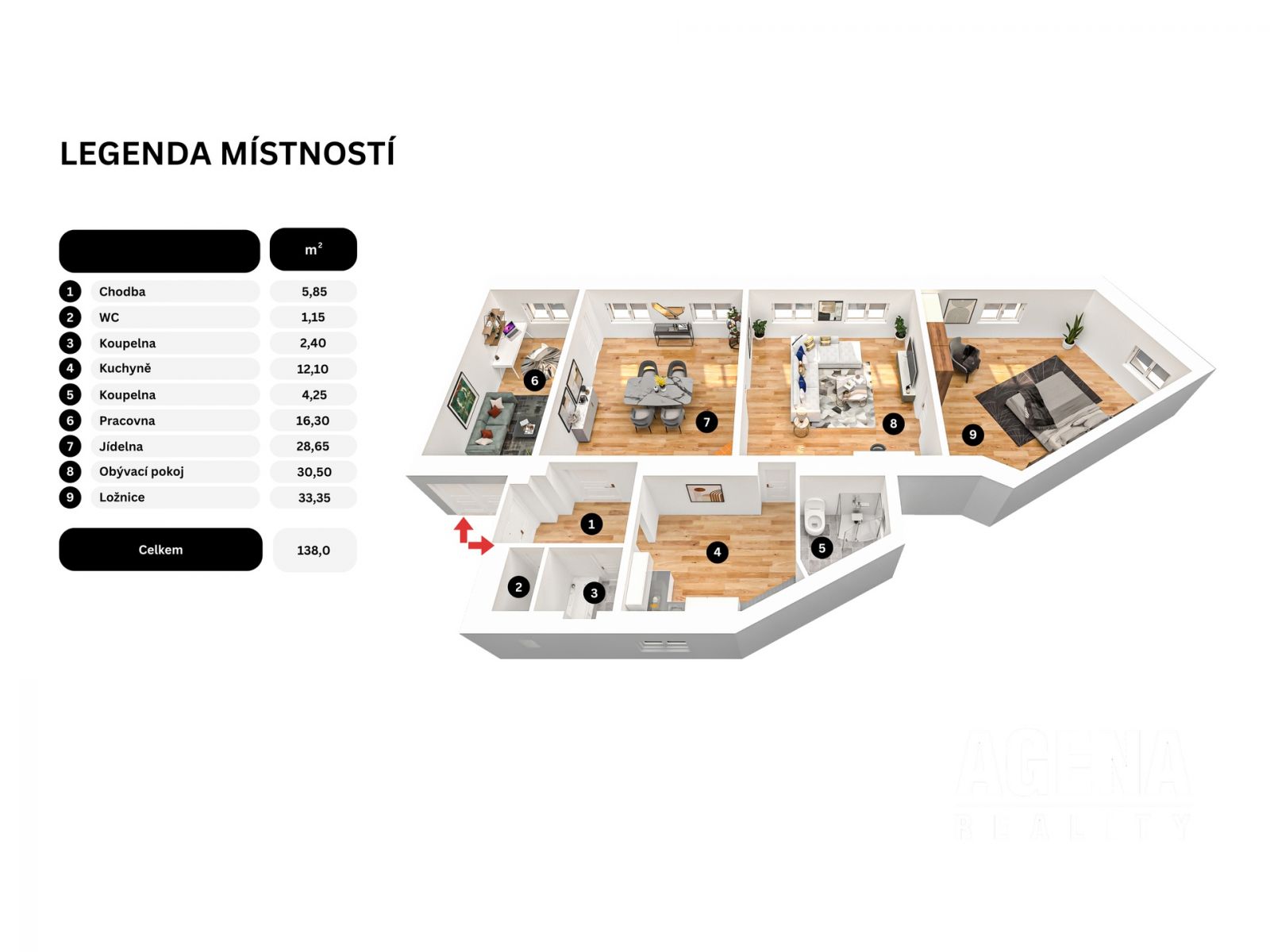 Secesní apartmán 4+1, plocha 138 m2 - Vinohrady - Praha 2, obrázek č. 2