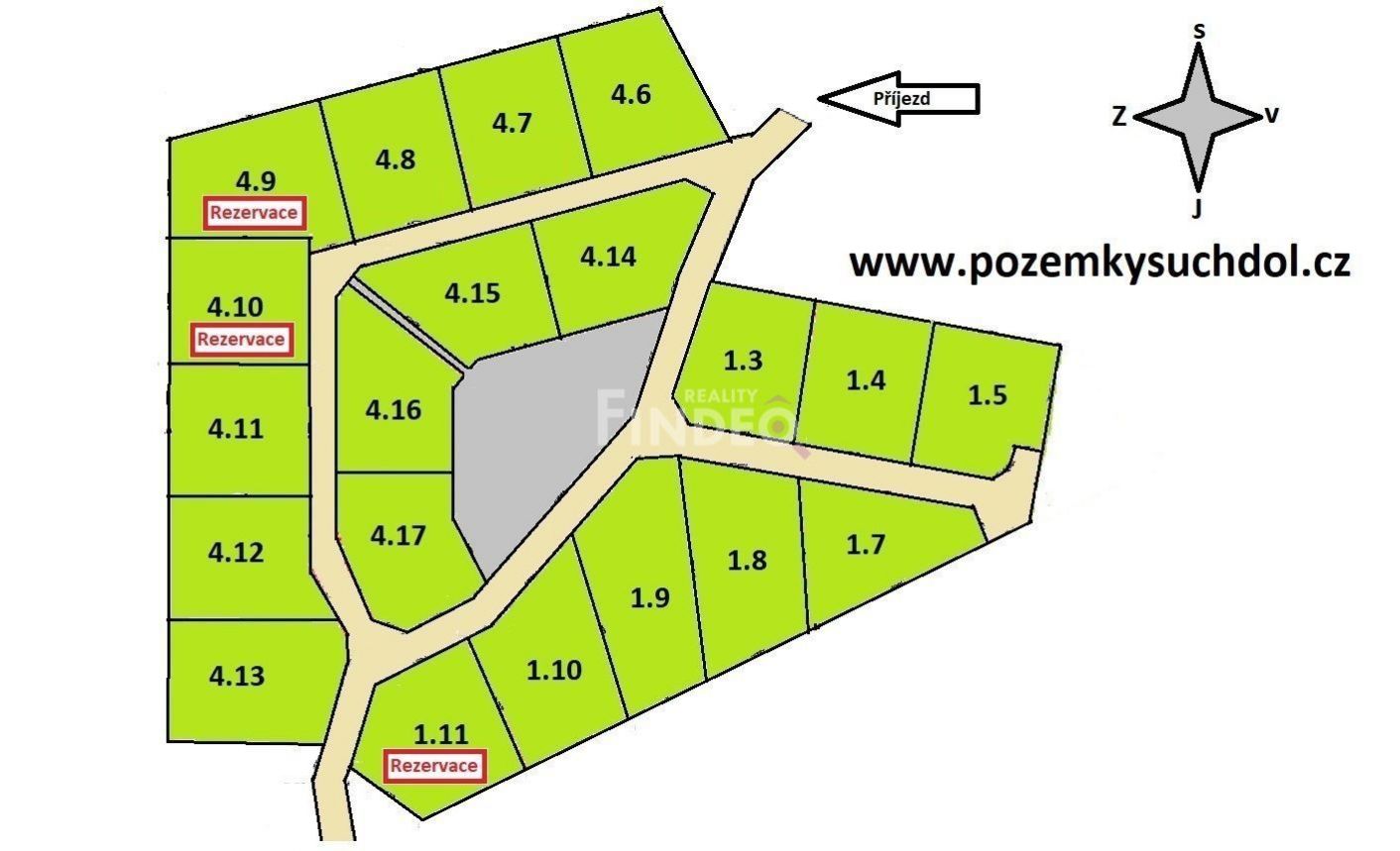 Pozemek 1100 m2 pro stavbu rodinného domu Suchdol u Prosenické Lhoty, obrázek č. 3