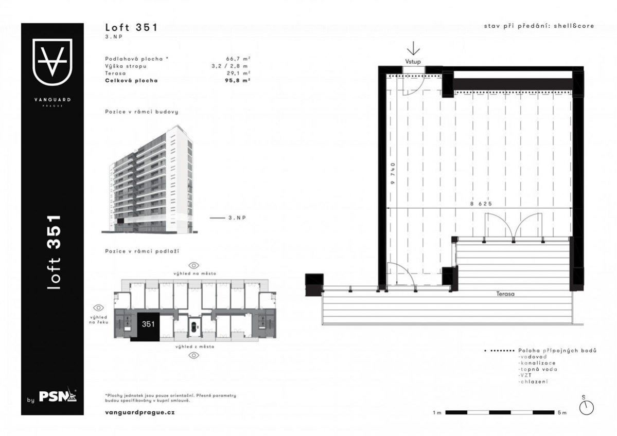 Komerční prostory s terasou o celkové ploše 95,8 m ve 3. podlaží budovy, obrázek č. 1