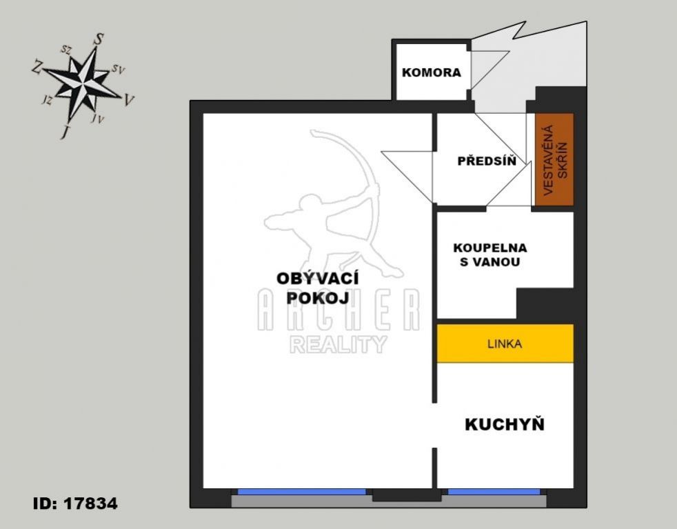 Prodej bytu 1+1 OV, 34 m2, Praha 8 - Střížkov, ul. Červenkova, obrázek č. 3