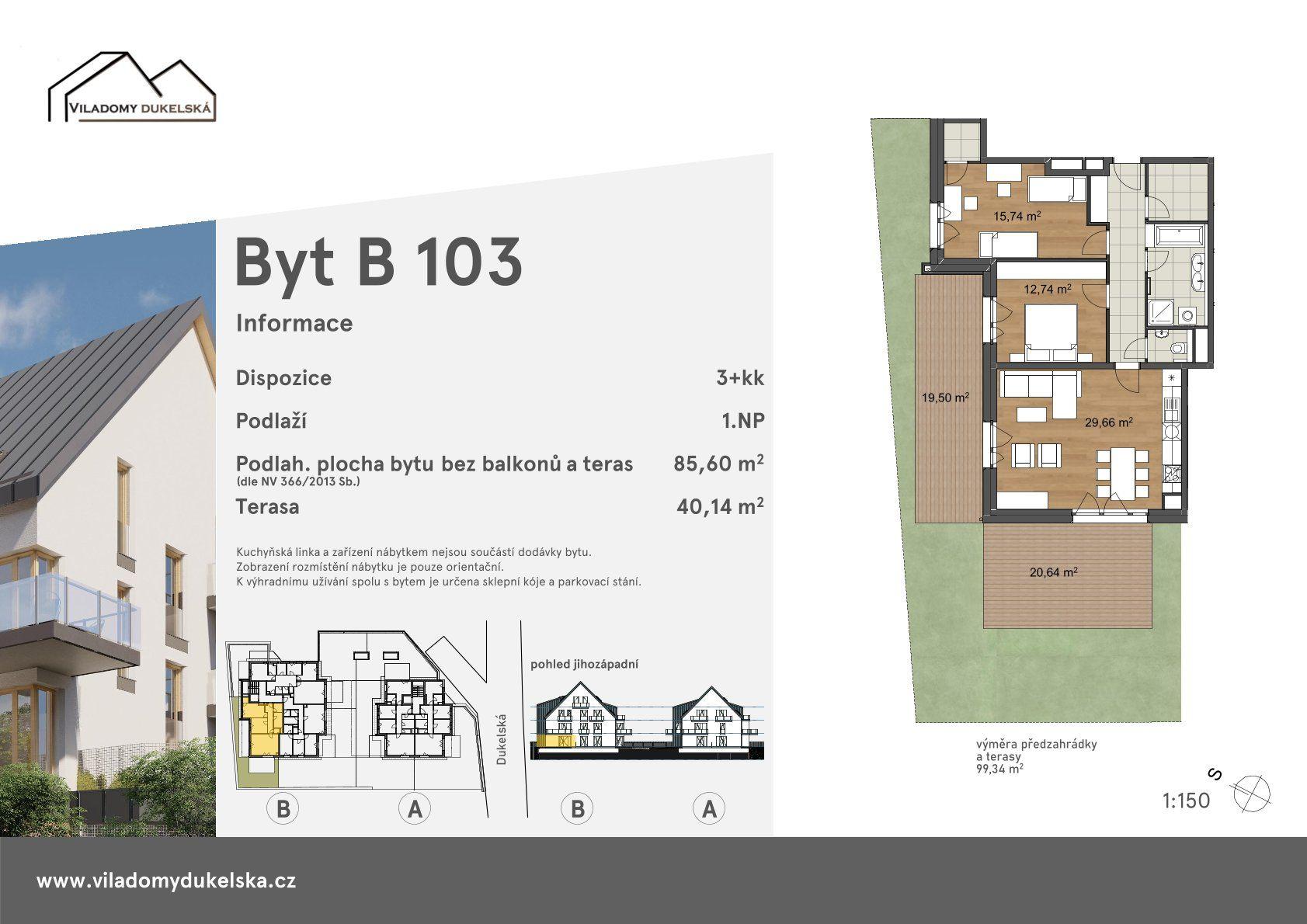 Prodej bytu 3+kk s dvěma terasami a předzahrádkou v developerském projektu v Liberci Rochlici, obrázek č. 3