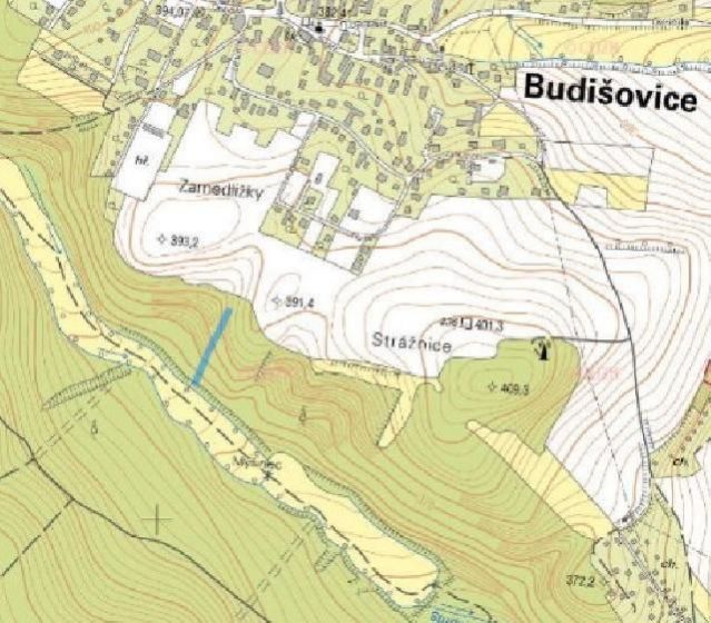 Lesní pozemek o výměře 1 398 m2, podíl 1/1, k.ú. Budišovice, okres Opava, obrázek č. 1