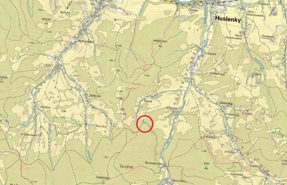Lesní pozemek o výměře 1 089 m2, podíl 1/1, k.ú. Huslenky, okres Vsetín, obrázek č. 1