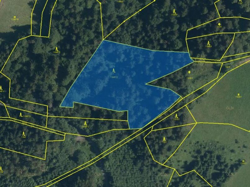 Lesní pozemek o výměře 7 487 m2, podíl 1/1, k.ú. Huslenky, okres Vsetín, obrázek č. 2