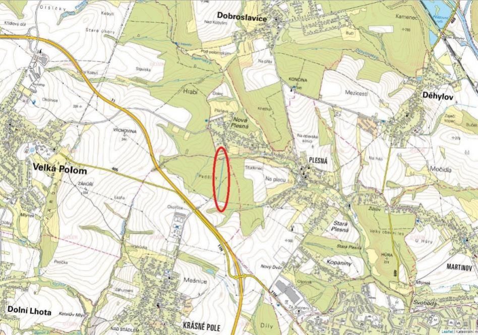 Lesní pozemek o výměře 4 257 m2, podíl 1/1, k.ú. Krásné Pole, okres Ostrava-město, obrázek č. 1