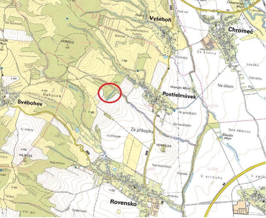 Lesní pozemek o výměře 4 479 m2, podíl 1/1, k.ú. Rovensko, okres Šumperk, obrázek č. 1