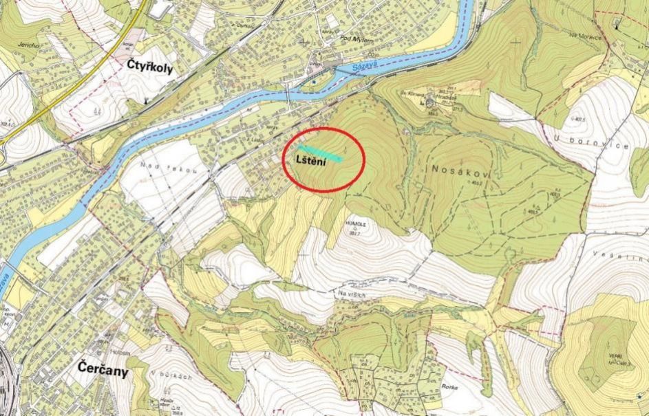 Lesní pozemek o výměře 5 186 m2, podíl 1/1, k.ú. Lštění, okres Benešov, obrázek č. 1