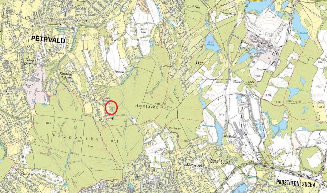 Lesní pozemek o výměře 1 581 m2, podíl 1/1, k.ú. Petřvald u Karviné, okres Karviná, obrázek č. 1
