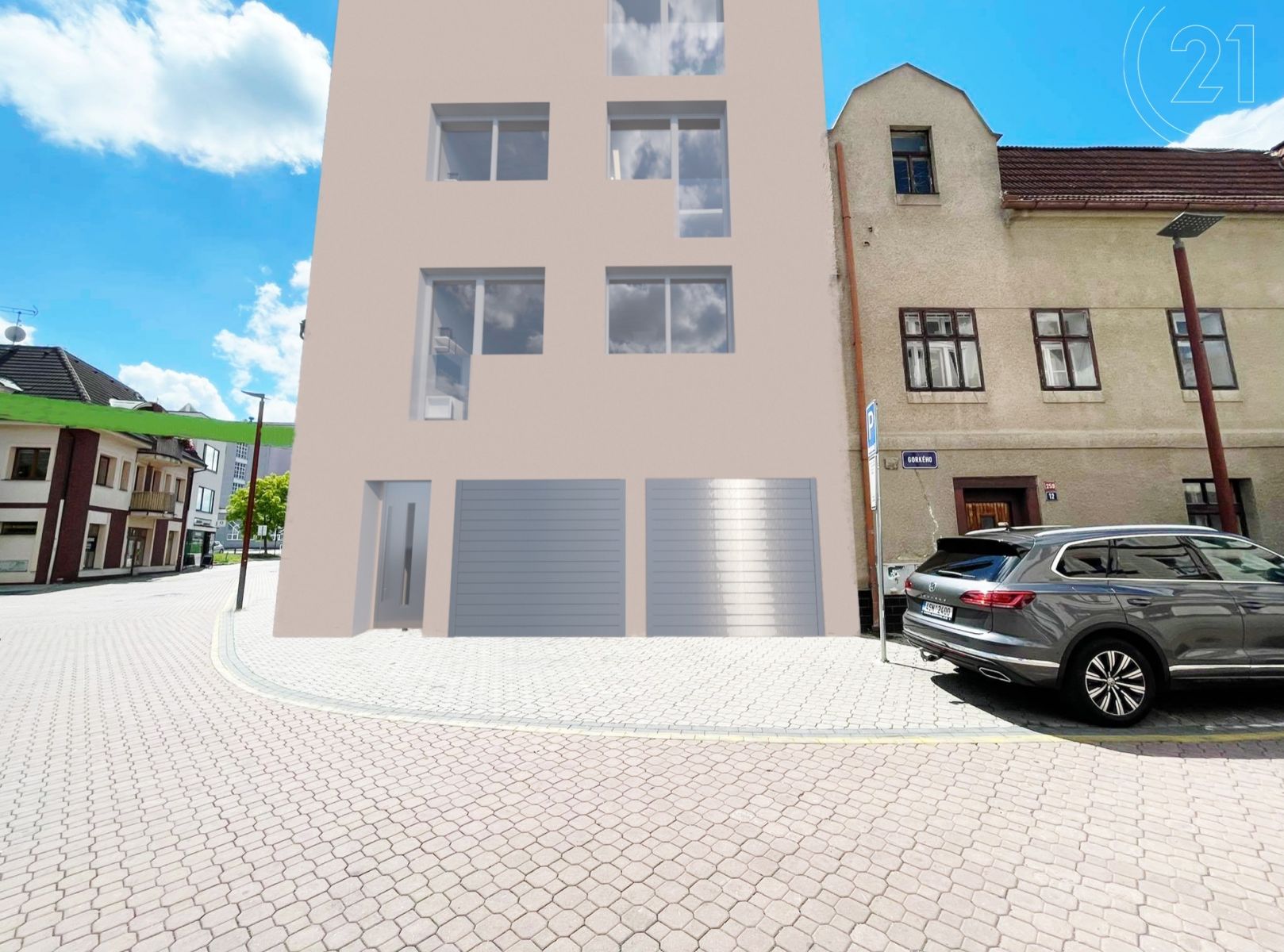 Prodej stavebního pozemku 115m2 s projektem a stavebním povolením na bytový dům v centru Kladna, obrázek č. 1