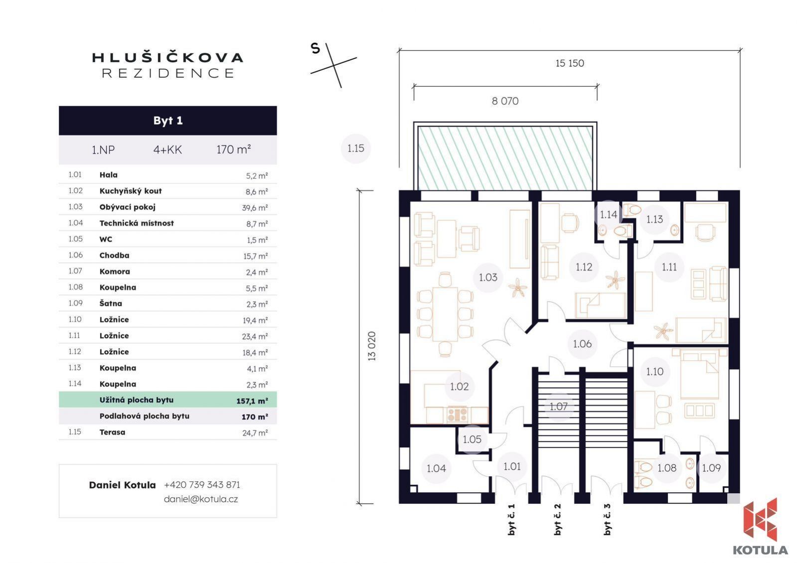 Prodej prostorného bytu 4+kk v komorním projektu, Praha 13 - Stodůlky, Hlušičkova Rezidence, obrázek č. 2