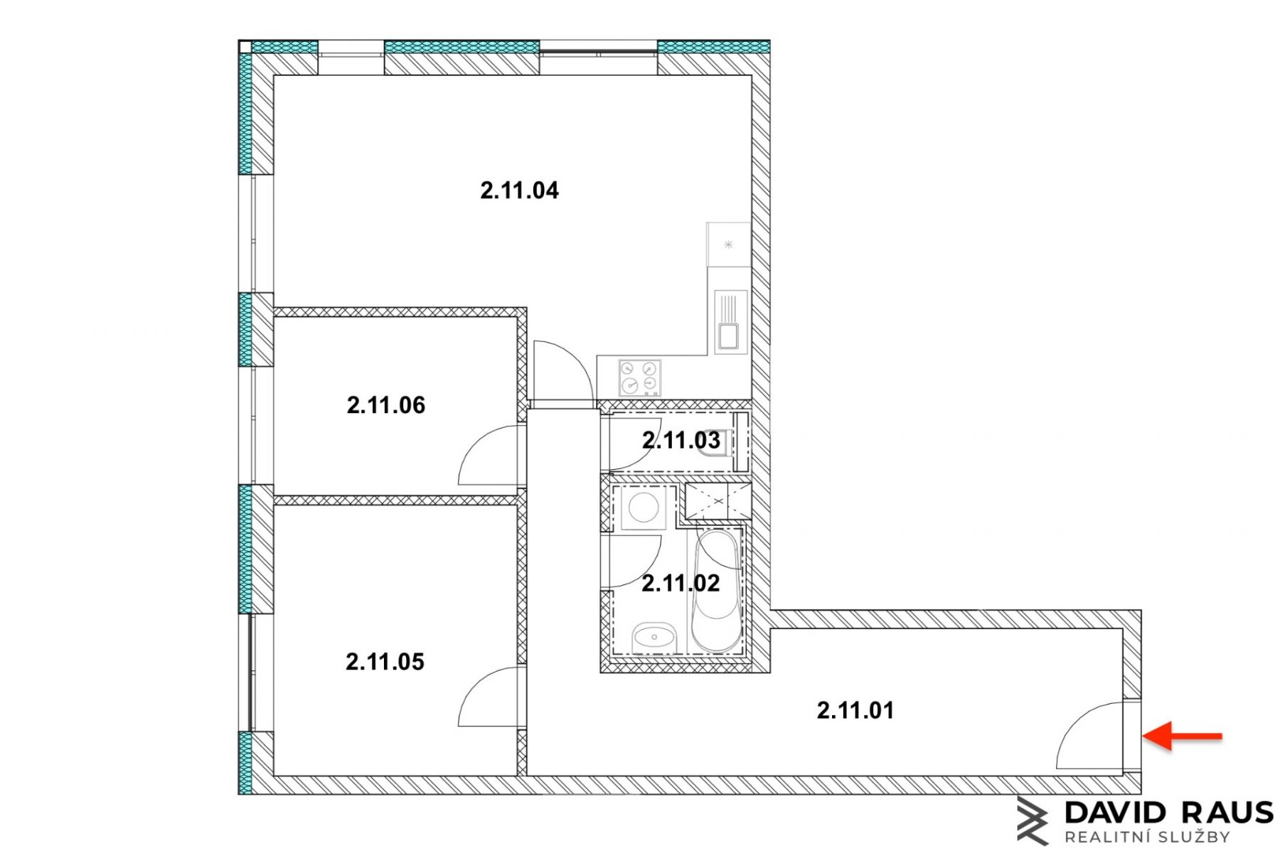 Prodej bytu 3+kk, celková výměra 66,85 m2, Nové Město na Moravě ( byt č. 11), obrázek č. 2