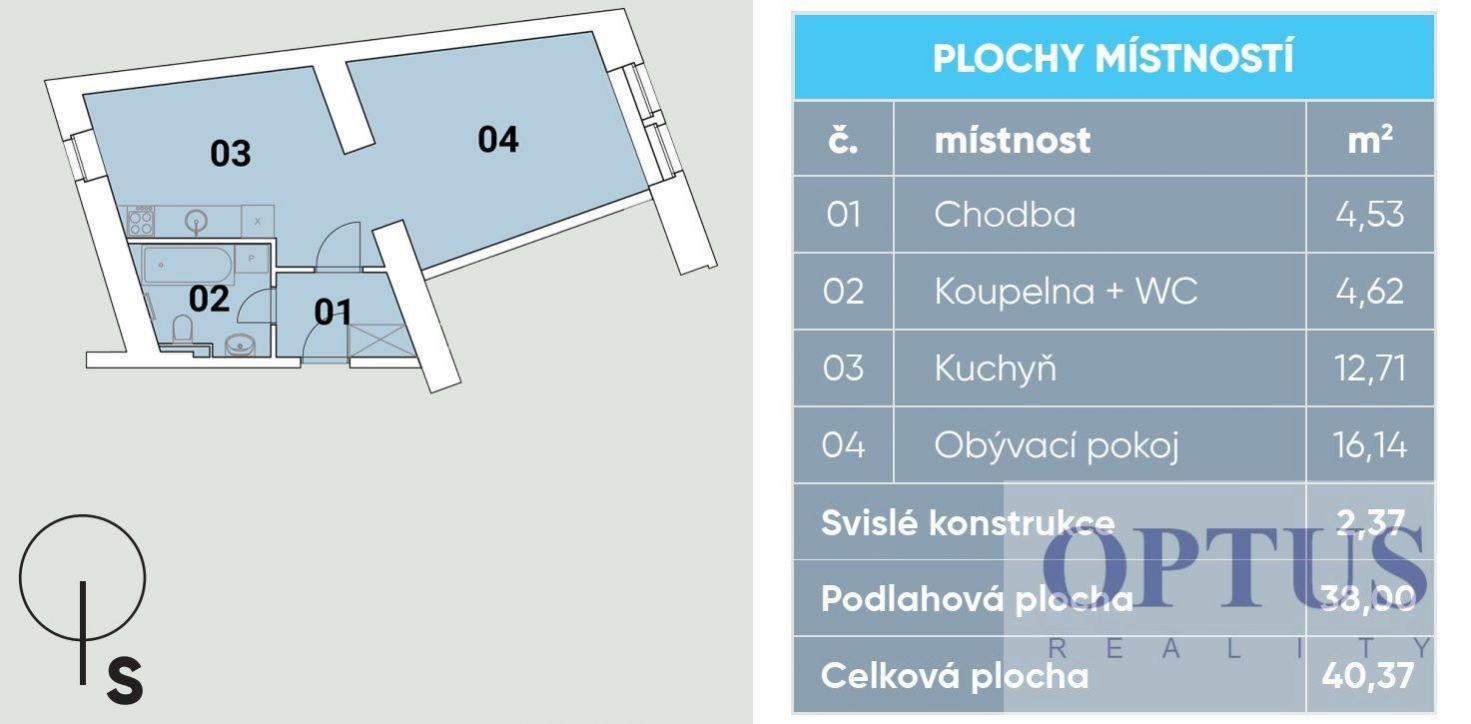 P4 Podolí, Sinkulova ul., nový byt 1 + kuchyně, 40 m2, 6.900.000 Kč, obrázek č. 1
