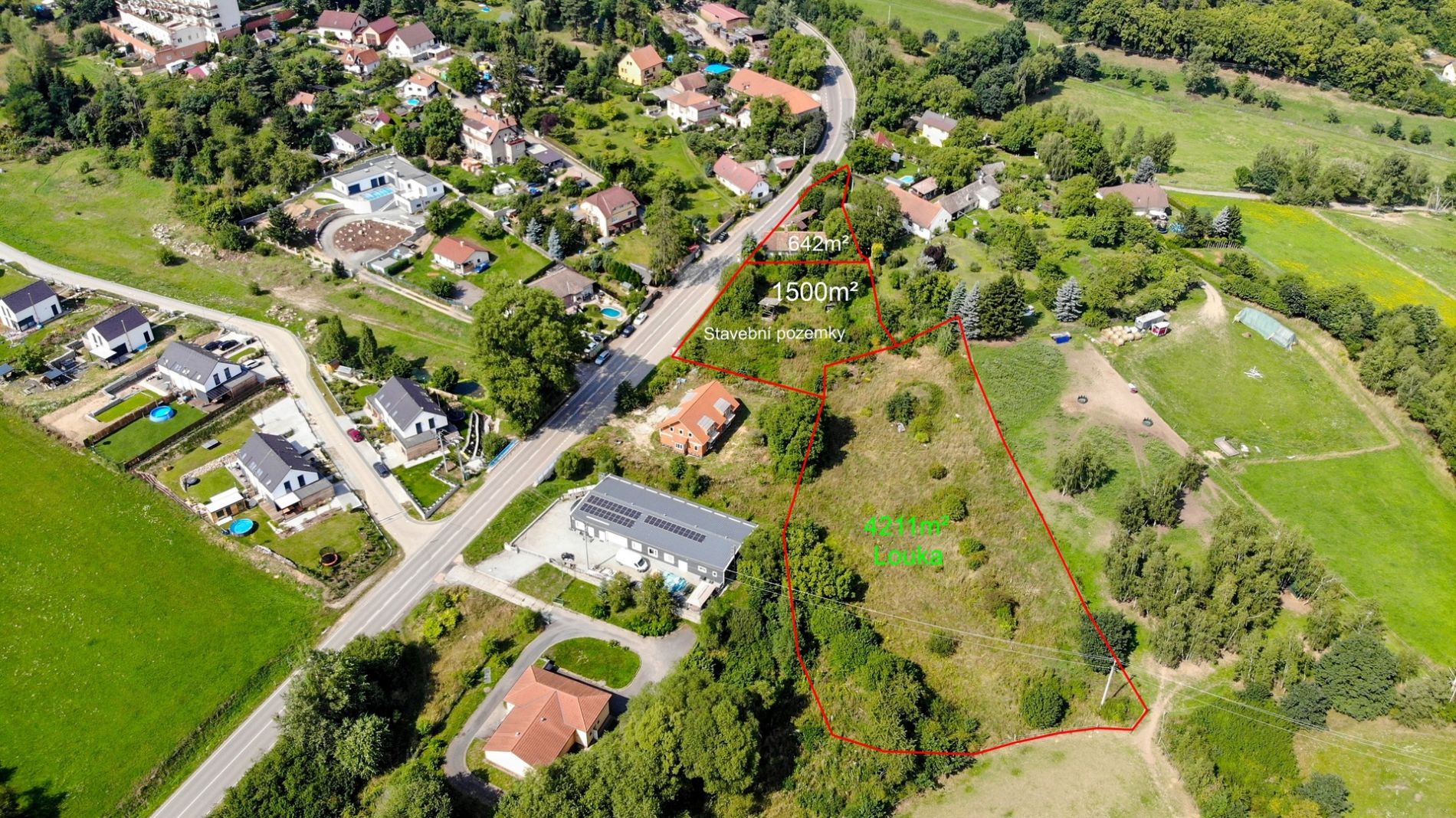 Prodej, Pozemky pro bydlení a louka, celkem 6 373 m2 - Kamenice - Ládví, obrázek č. 2