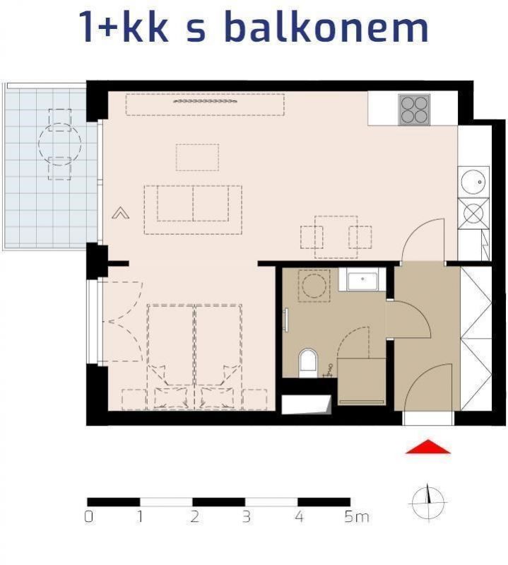 Pronájem částečně zařízeného nového bytu 1+kk v centru Prahy - Seifertova Praha 3, obrázek č. 3